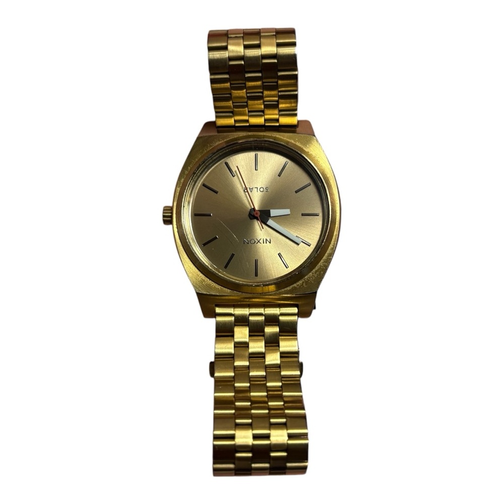 Nixon "Time Teller Solar" Watch (All Gold/Black) Stainless Steel Analog Watch